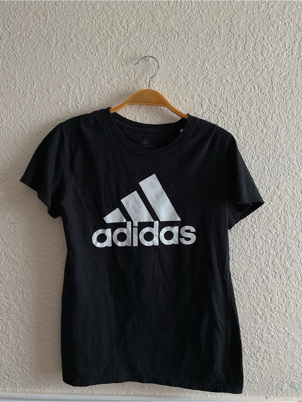 adidas Black Tee with White Logo Centerpiece